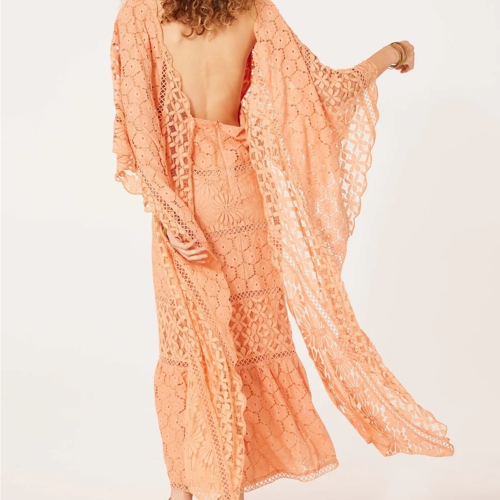 Jen's Pirate Booty Lilywhite Crochet Lace Swan Song Maxi Dress in Bloom XS - Picture 2 of 7